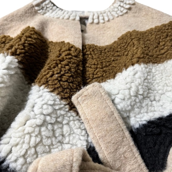 A.N.A. Multicolor Sherpa Jacket Cape Belted Tie Up One Size Fits Most New - Picture 6 of 9